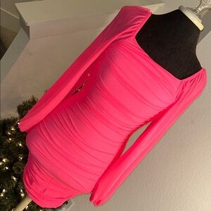 Chic Hot Pink Ruched Dress